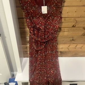 LC burgandy wrap style midi dress